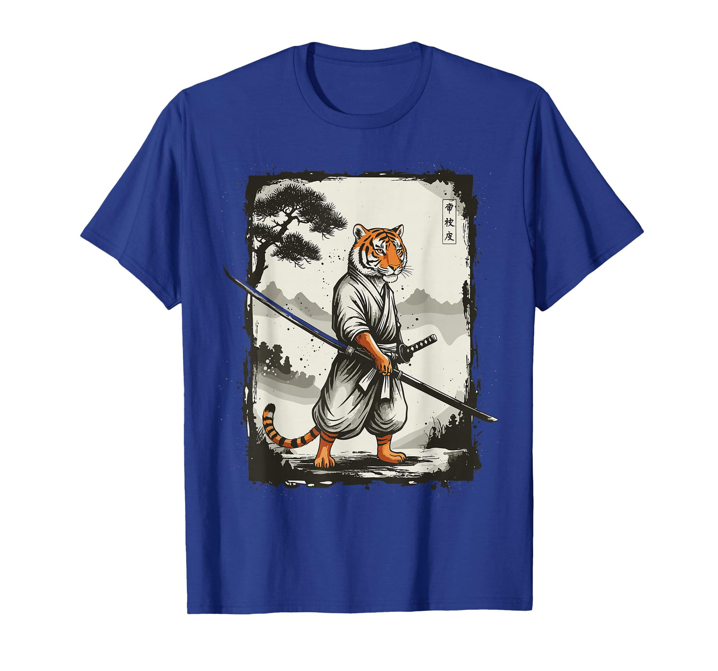 Samurai Tiger Japanese Shirts for Men Warrior Vintage T-Shirt