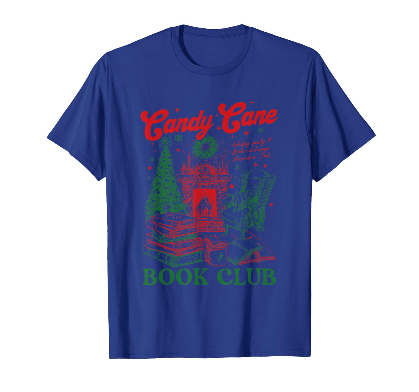 Bookish Christmas Candy Cane Book Club Book Love Winter T-Shirt