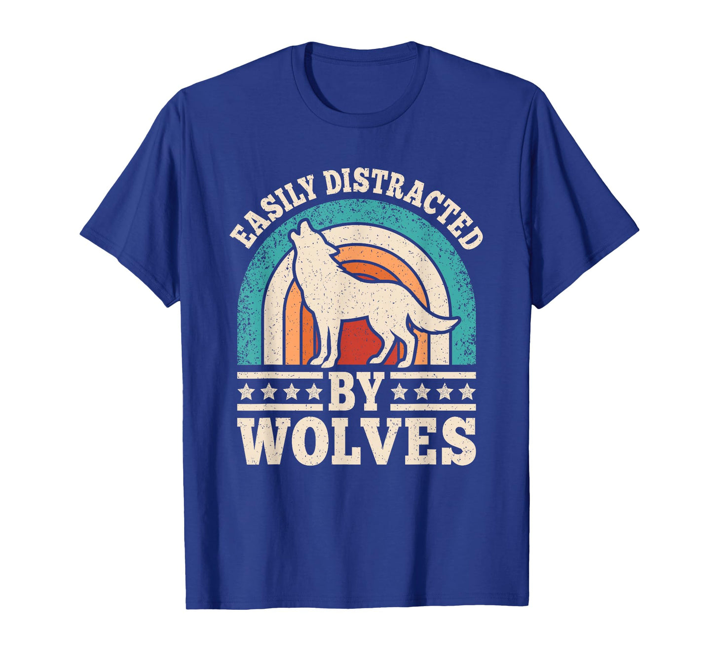 Easily Distracted by Wolves Retro Wolf Men Women T-Shirt