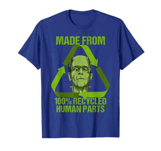 Frankenstein Made From 100% Recycled Human Parts Halloween T-Shirt