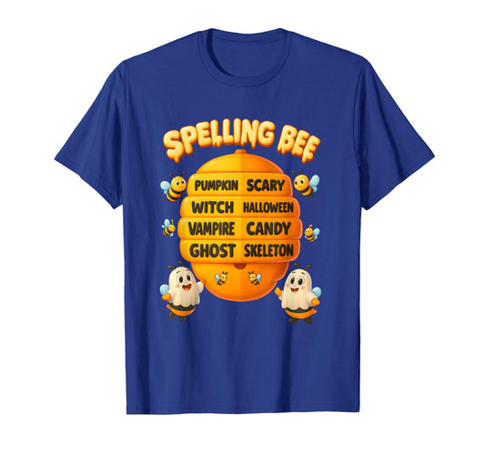 Halloween Spelling Bee Hive Pumpkin Vampire Ghost Skeleton T-Shirt