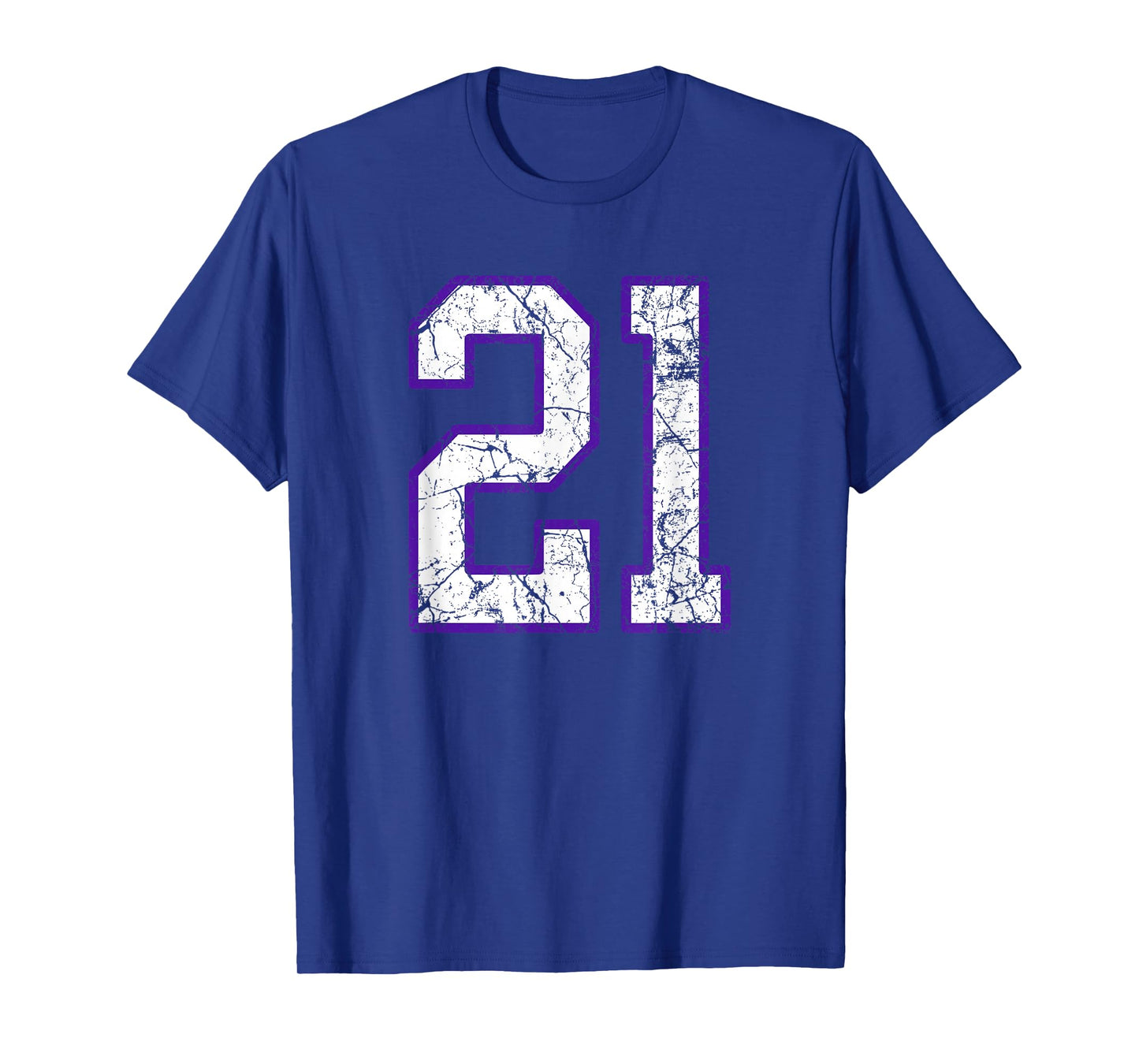 White and Purple Number 21 Jersey Player Uniform #21 T-Shirt