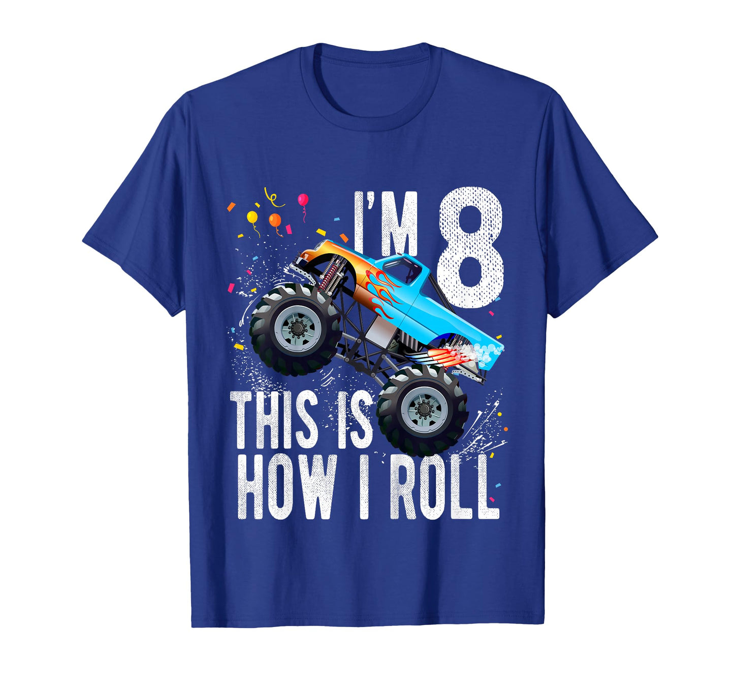 Kids 8 Year Old Shirt 8th Birthday Boy Monster Truck Car T-Shirt