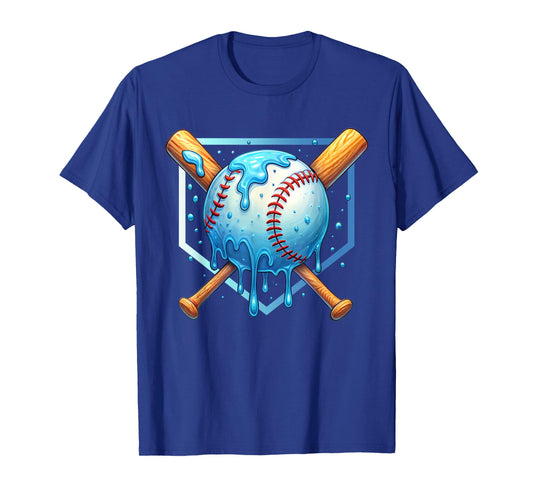 Baseball Dripping Ice Cream Drip Youth Boys Baseball T-Shirt