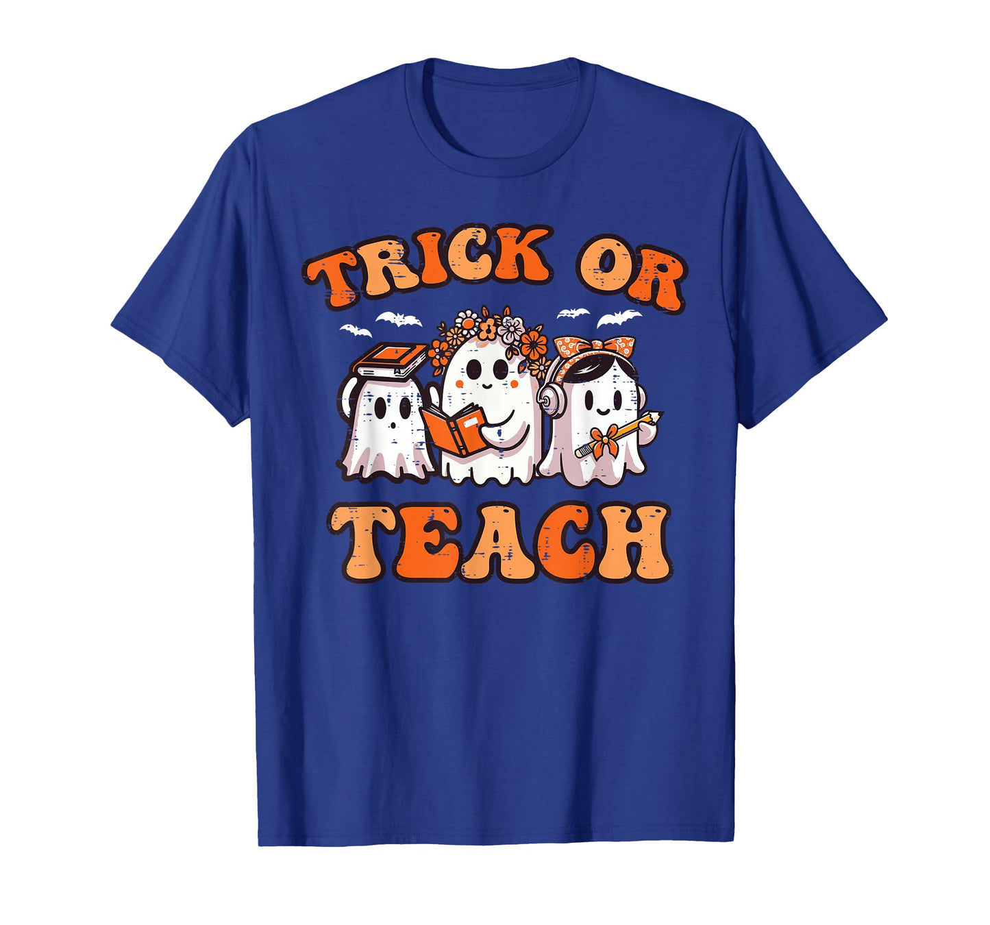 Halloween Teacher Ghosts Trick Or Teach Retro Costume Women T-Shirt