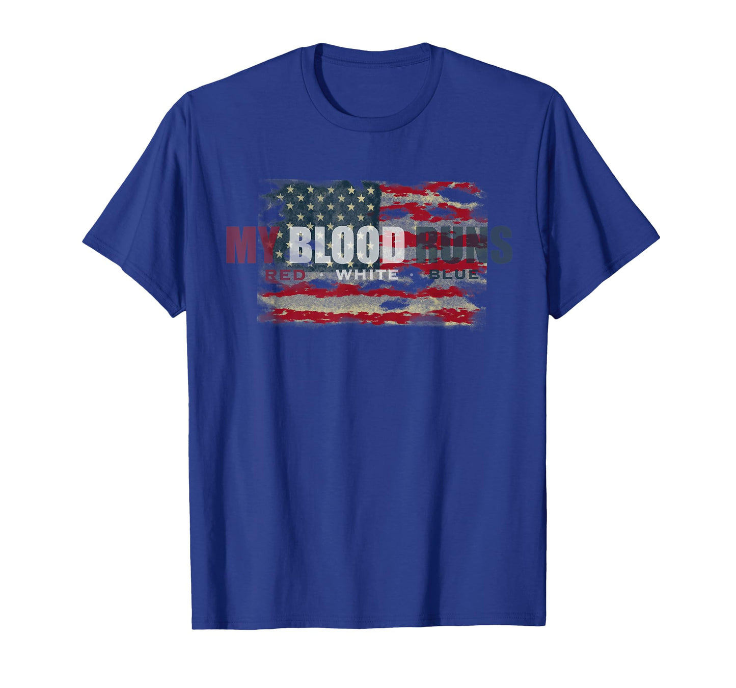 Fourth of July My Blood Runs Red White & Blue American Flag T-Shirt