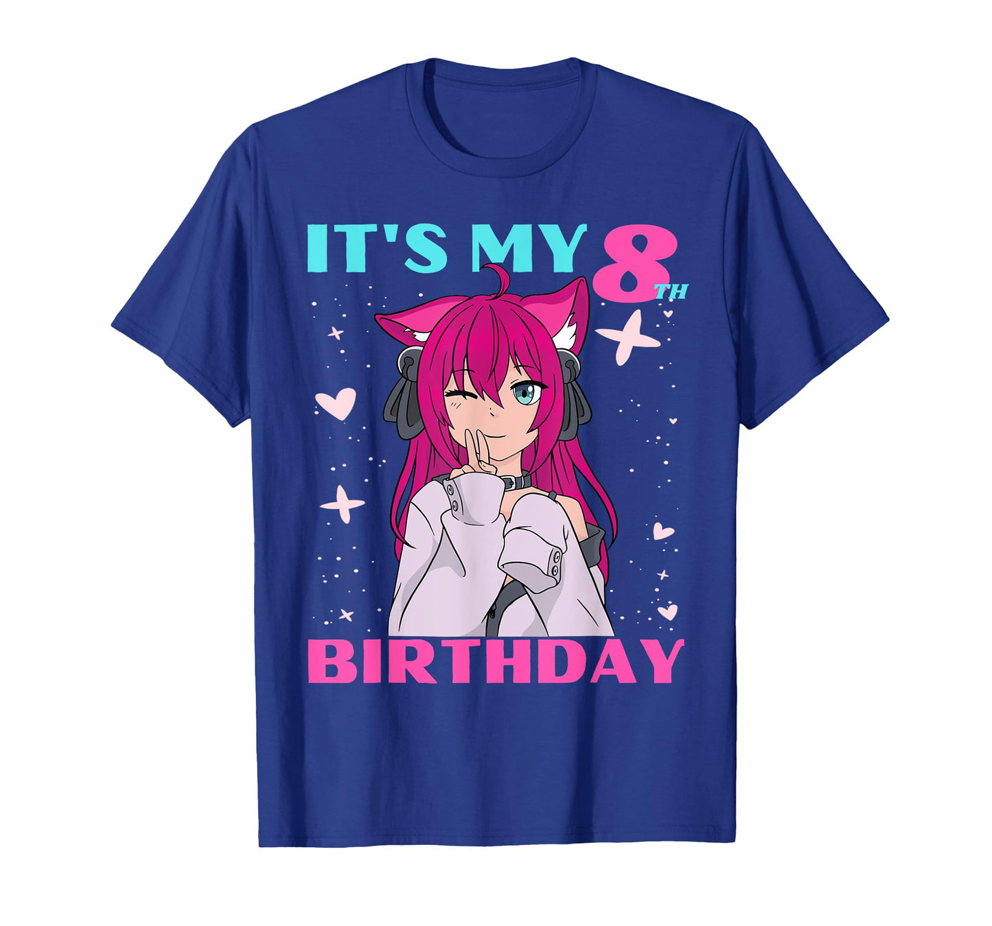 Anime Girl It's My 8th Birthday 8 Years Birthday Girl Kawaii T-Shirt