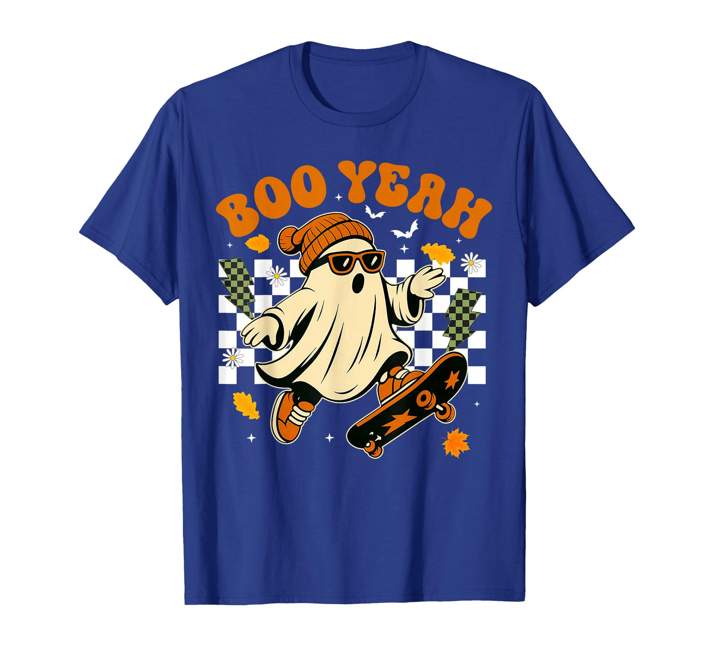 Boo Yeah Skateboard Funny Ghost Halloween Costume Men Boys T-Shirt