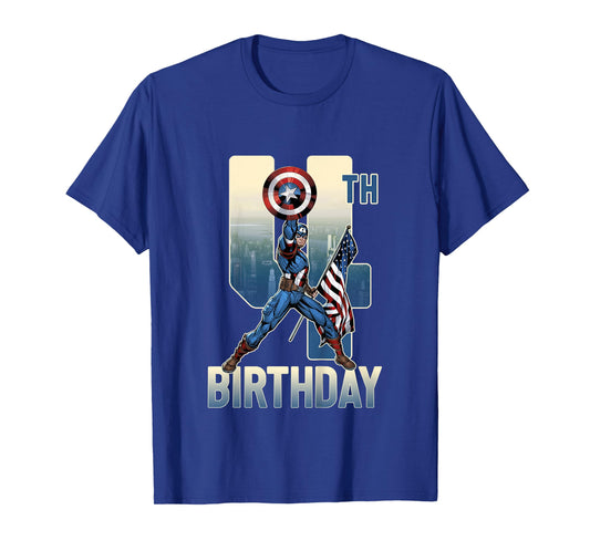 Kids Marvel Avengers Classic Captain America Epic 4th Birthday T-Shirt