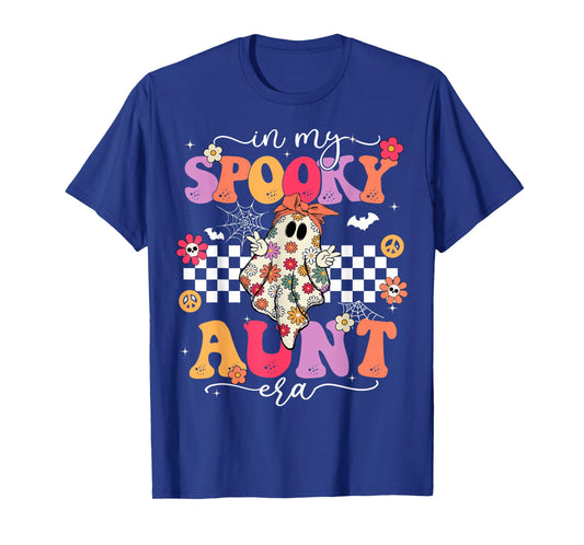 Groovy in My Spooky Aunt Era Retro Auntie Halloween Ghost T-Shirt