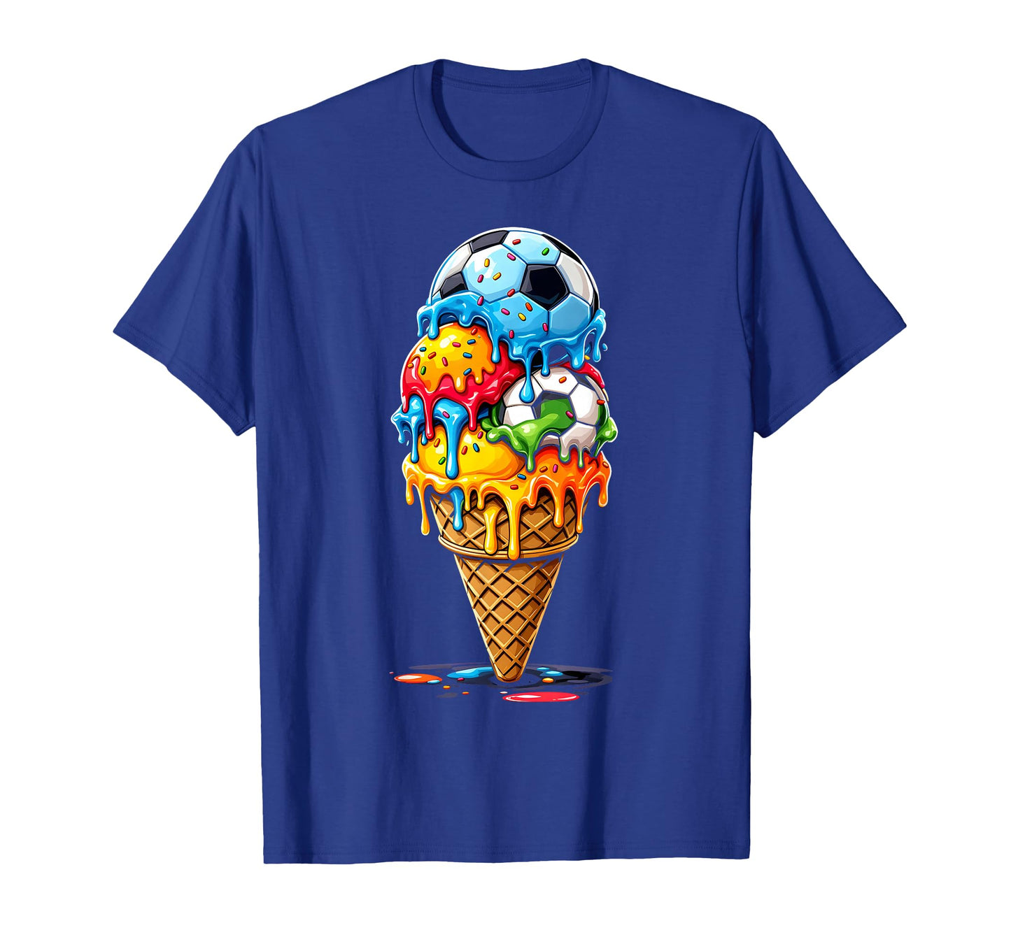 Soccer Drip Boys Girls Ice Cream Drip With Sprinkles Summer T-Shirt
