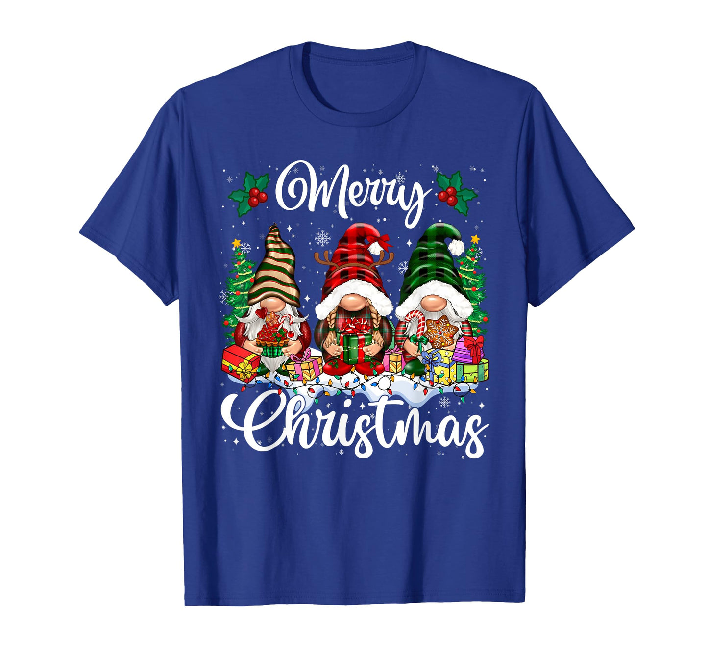 Cute Gnomes Merry Christmas Light Family Gnome Xmas Matching T-Shirt