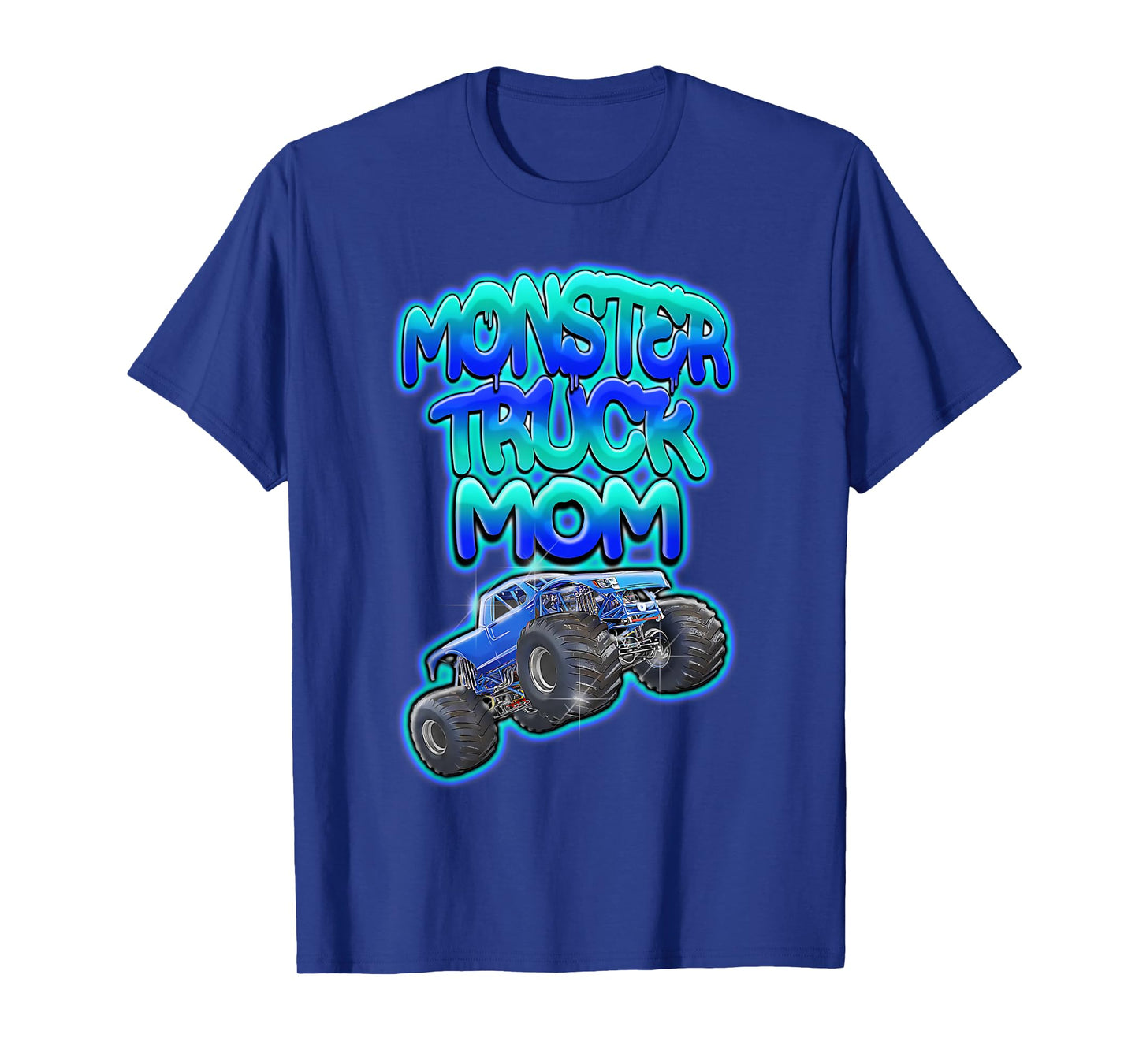 Monster Truck Mom Cool Blue Graffiti Style T-Shirt