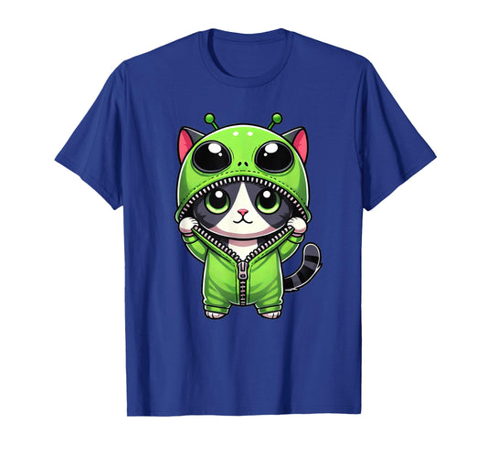 Cute Cat Dressed as Alien Funny Cat Lover T-Shirt
