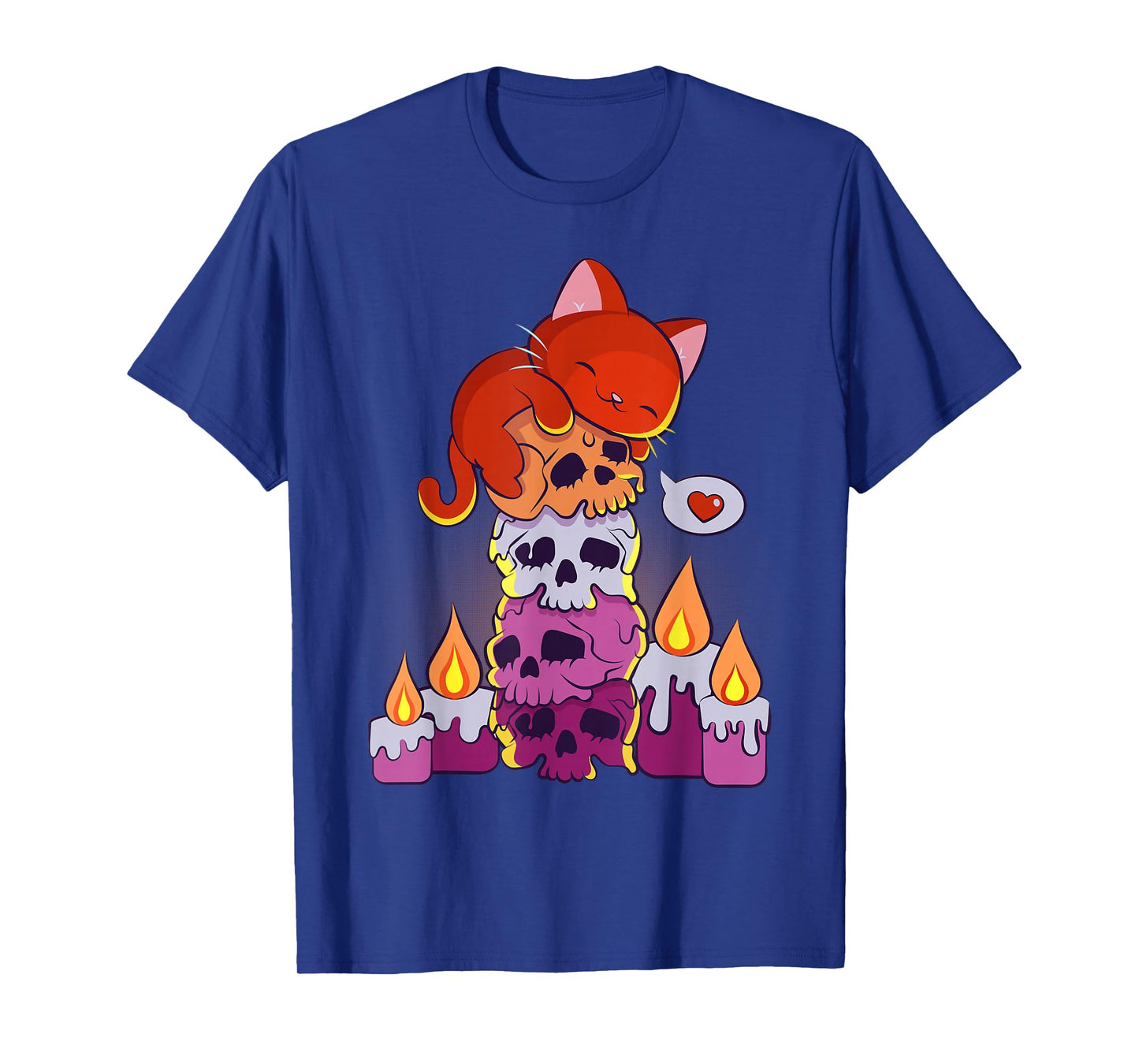 Subtle Lesbian Pride Aesthetic Kawaii Cat on Skulls Anime T-Shirt