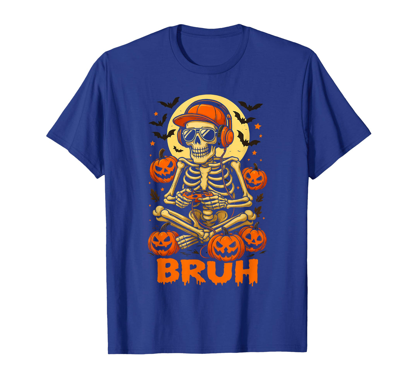 Bruh Halloween Boys Kids Gamer Men Video Gaming Skeleton T-Shirt