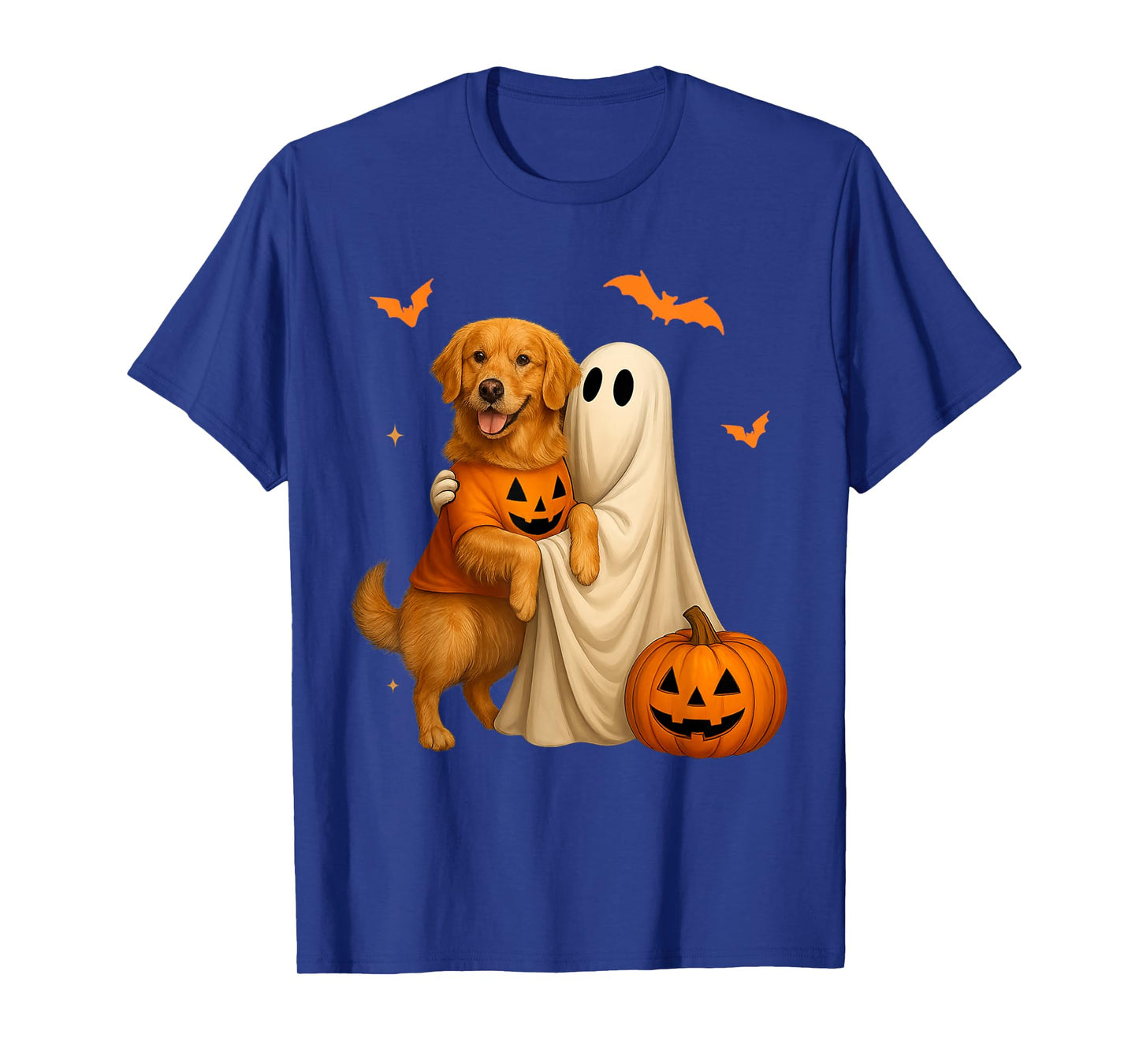 Ghost Holding Golden Dog Halloween - Funny Golden Retriever T-Shirt