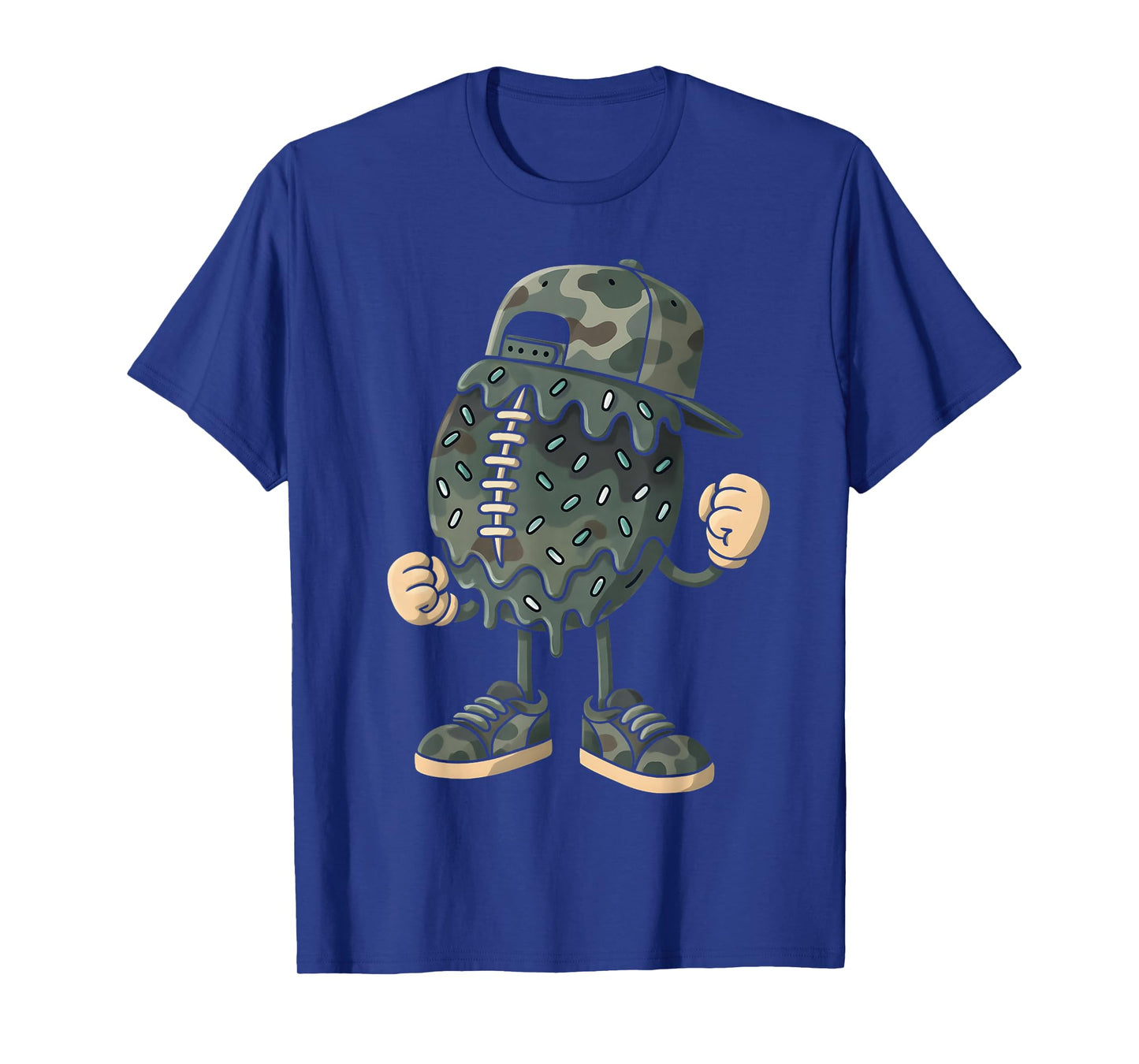 Football Drip Camo Boys Football Ice Cream Youth Game Day T-Shirt