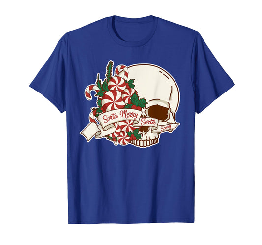 Sorta Merry Sorta Scary Skull Christmas Peppermint Candy T-Shirt