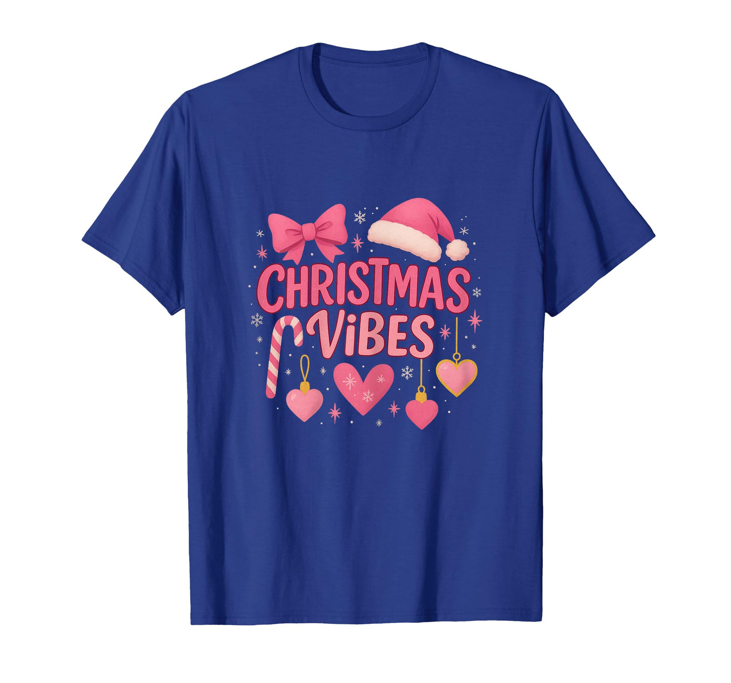 Christmas Vibes Women Candy Cane Holiday Girls T-Shirt