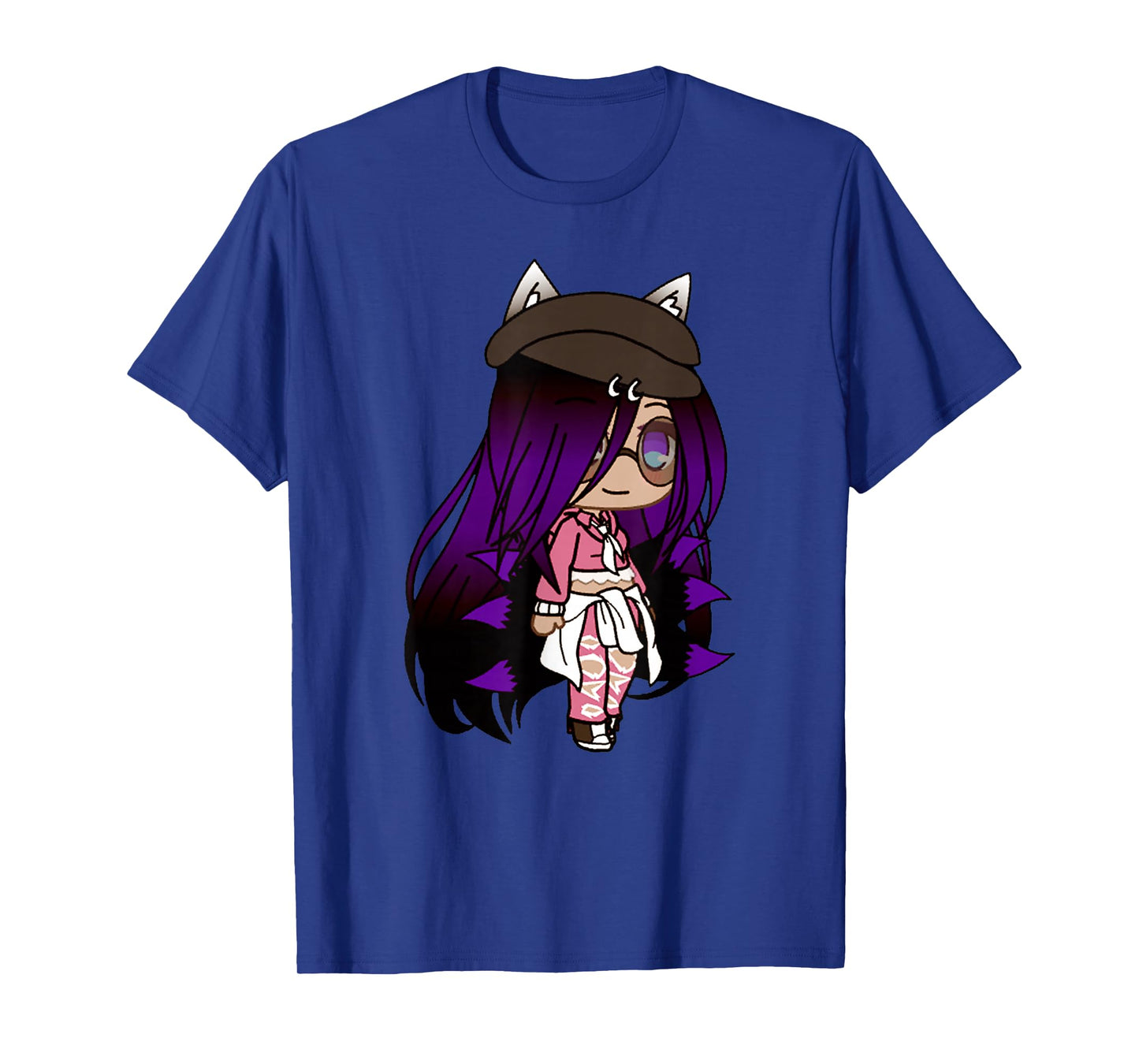 Cute Chibi Style Kawaii Anime Girl with Fox Ears and Tails T-Shirt