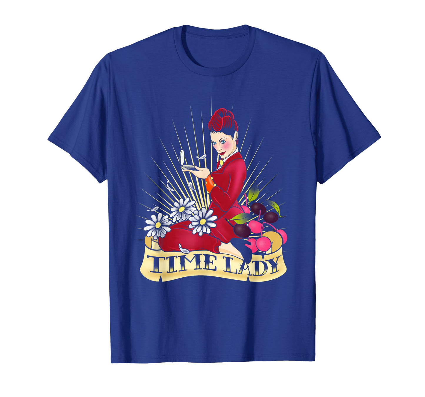 Doctor Who Rockabilly Missy Time Lady Vintage TimeTravel Fan T-Shirt - Women's Unisex-Adults Black Cotton Classic Fit Crew Neck Short Sleeve T-Shirt - Small