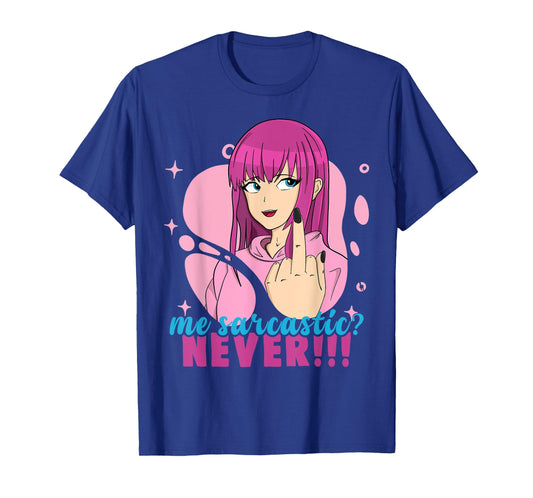 Me Sarcastic? Never! Pastel Goth Anime Girl Flipping Off T-Shirt