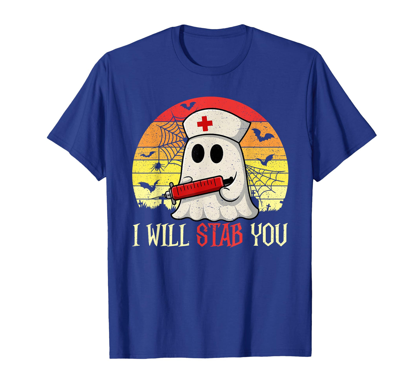 Funny Halloween Nurses I Will Stab You Ghost Nurse Vintage T-Shirt