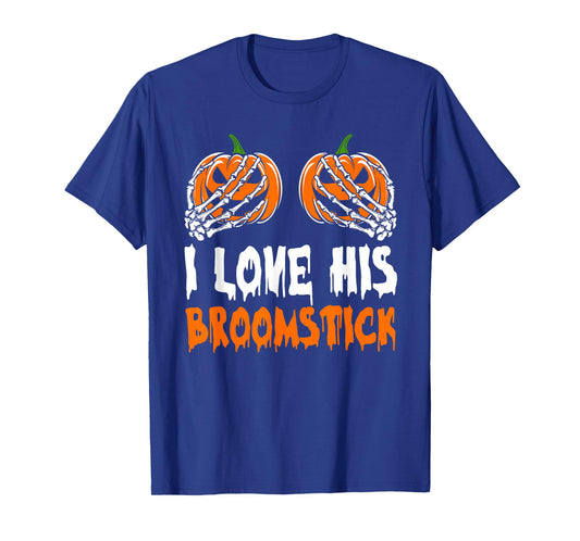 I Like His Broomstick I Like Her Pumpkins Halloween Couples T-Shirt