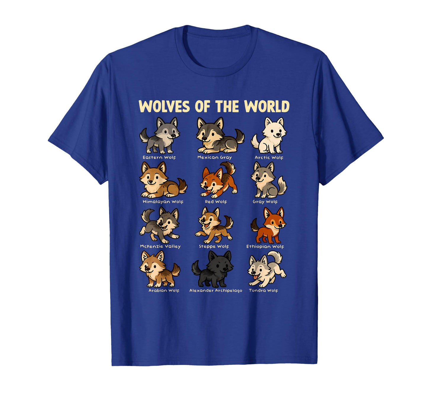 Wolves Animals of The World Cute Wolf Educational Collection T-Shirt