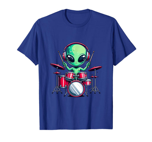 UFO Alien Playing Drum Set Percussionist Drummer Graphic Men T-Shirt
