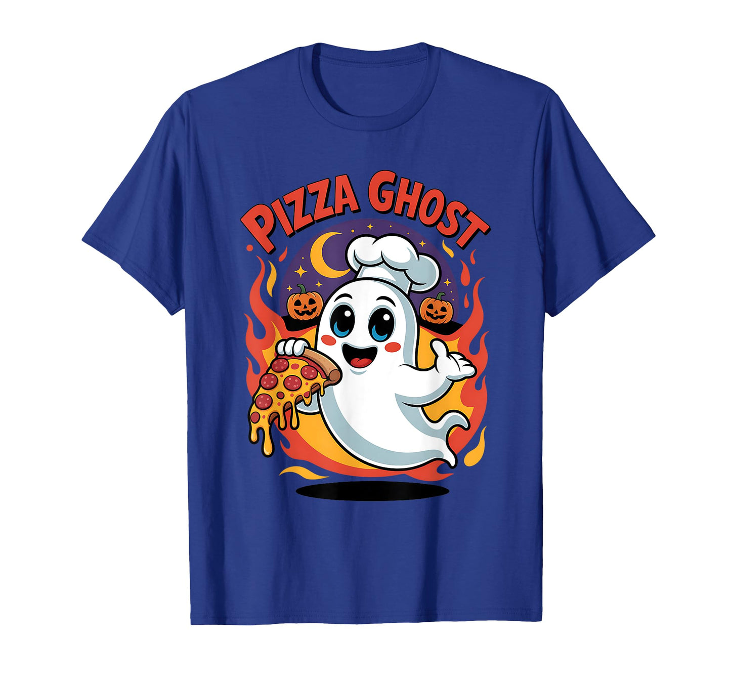 Funny Ghost Eating Pizza Cute Halloween Costume T-Shirt