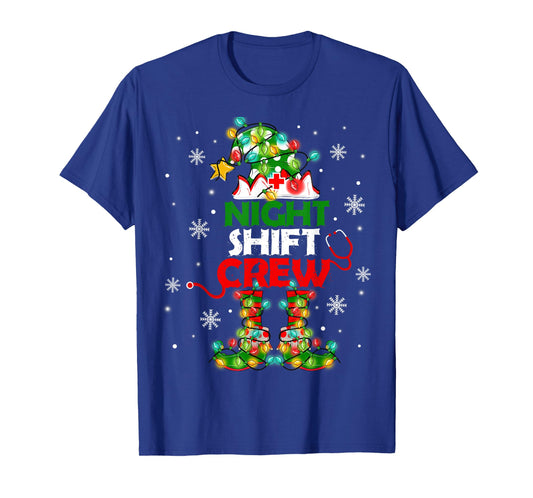 Funny Nurse Elf Christmas Lights Cute Xmas Night Shift Crew T-Shirt