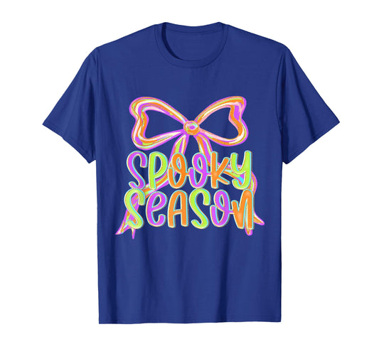 Spooky Season Halloween Coquette Bow Autumn Fall Girls Kids T-Shirt