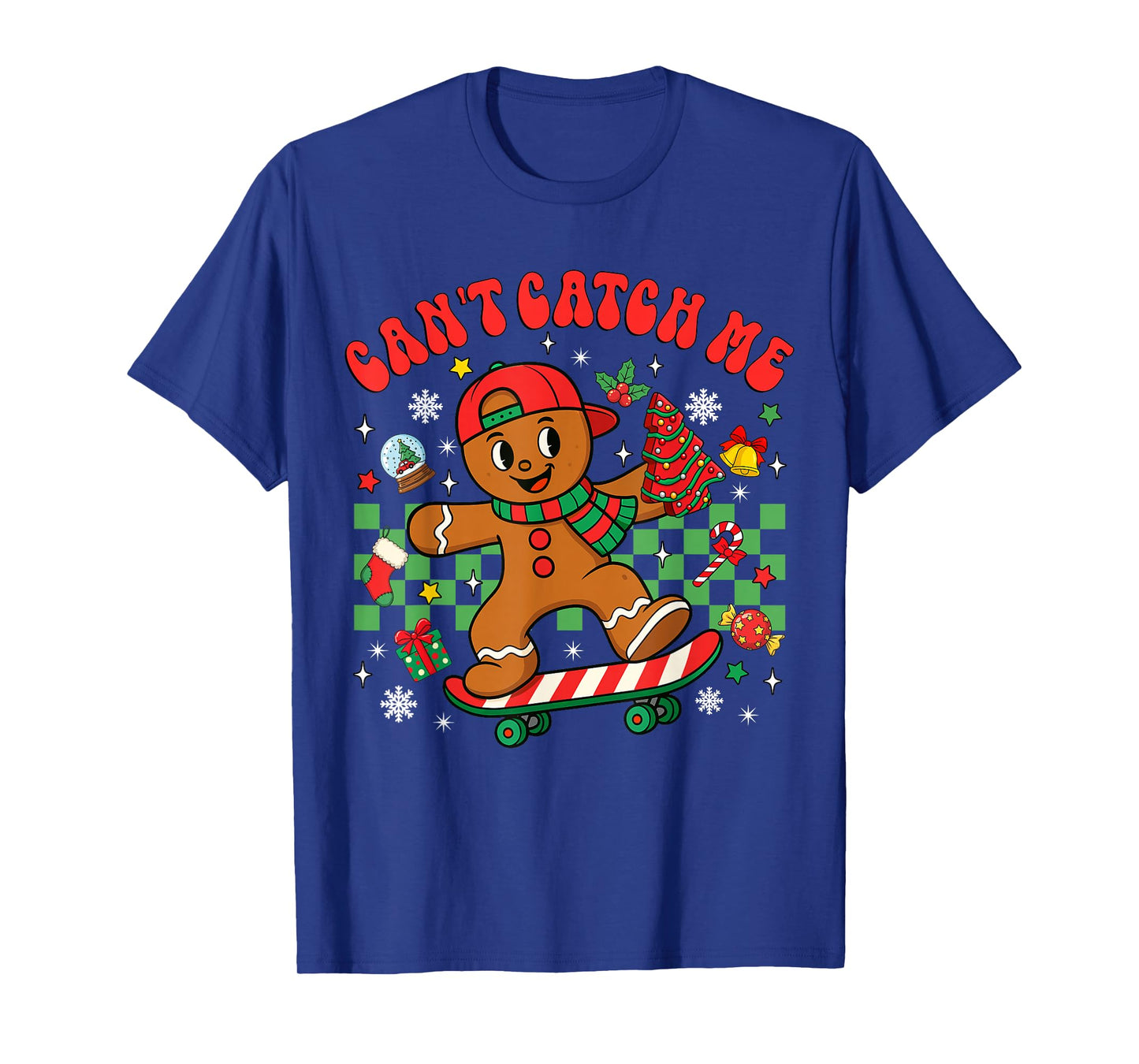 Can't Catch Me Christmas Gingerbread Man Xmas Cookie Boy Kid T-Shirt