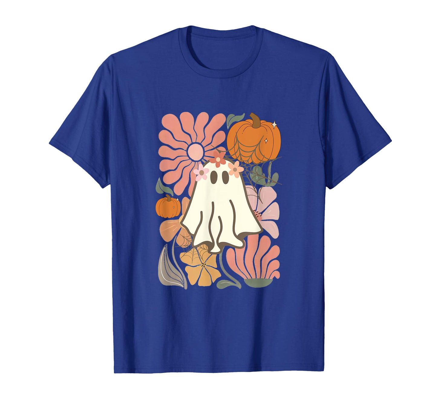 Boho Floral Fall Boho Ghost Cute Halloween for women girl T-Shirt
