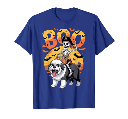 Spooky OES Costume on Boo Old English Sheepdog Halloween T-Shirt