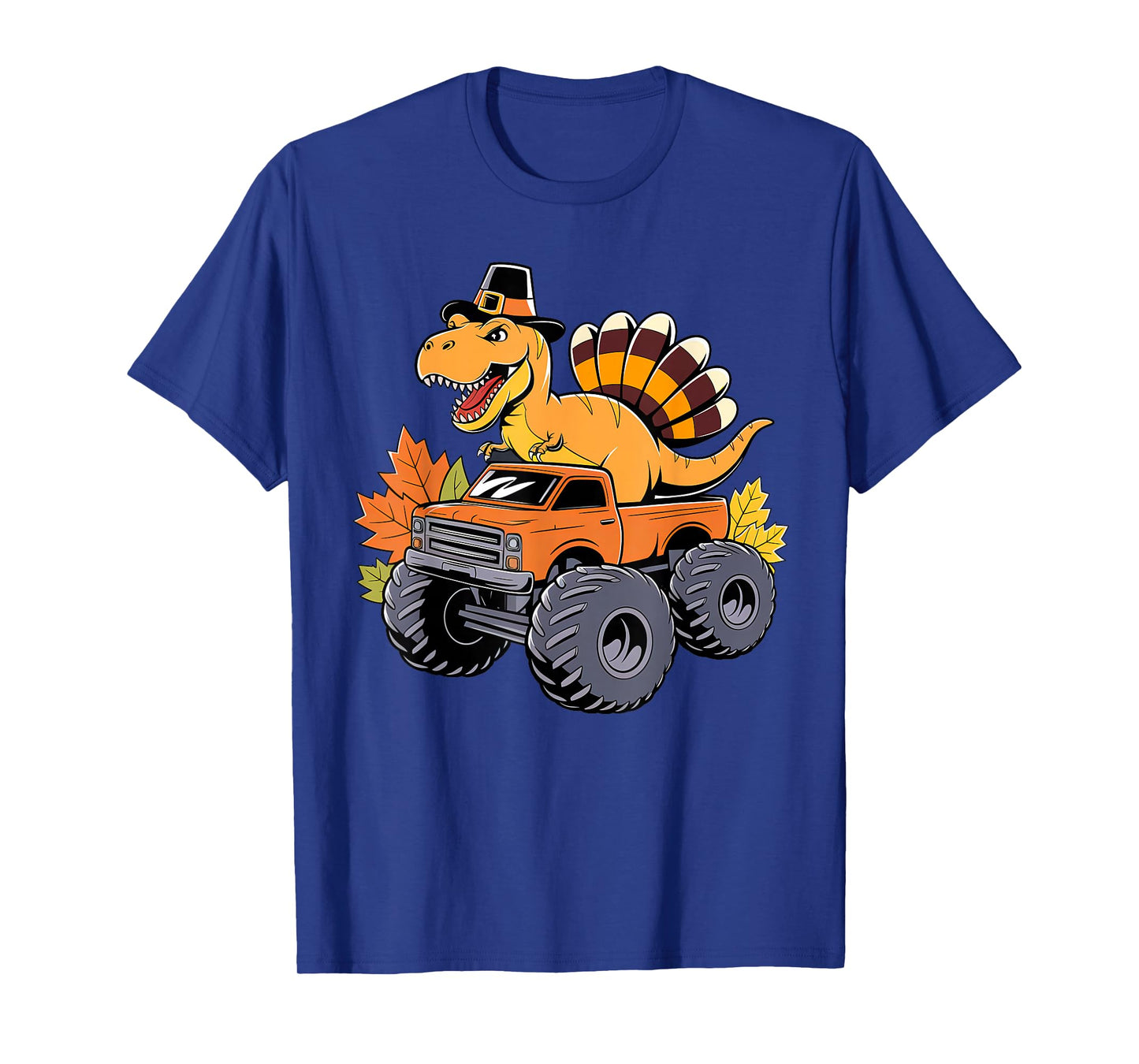 Dinosaur Thanksgiving Boys Kids Dino T Rex Monster Truck T-Shirt