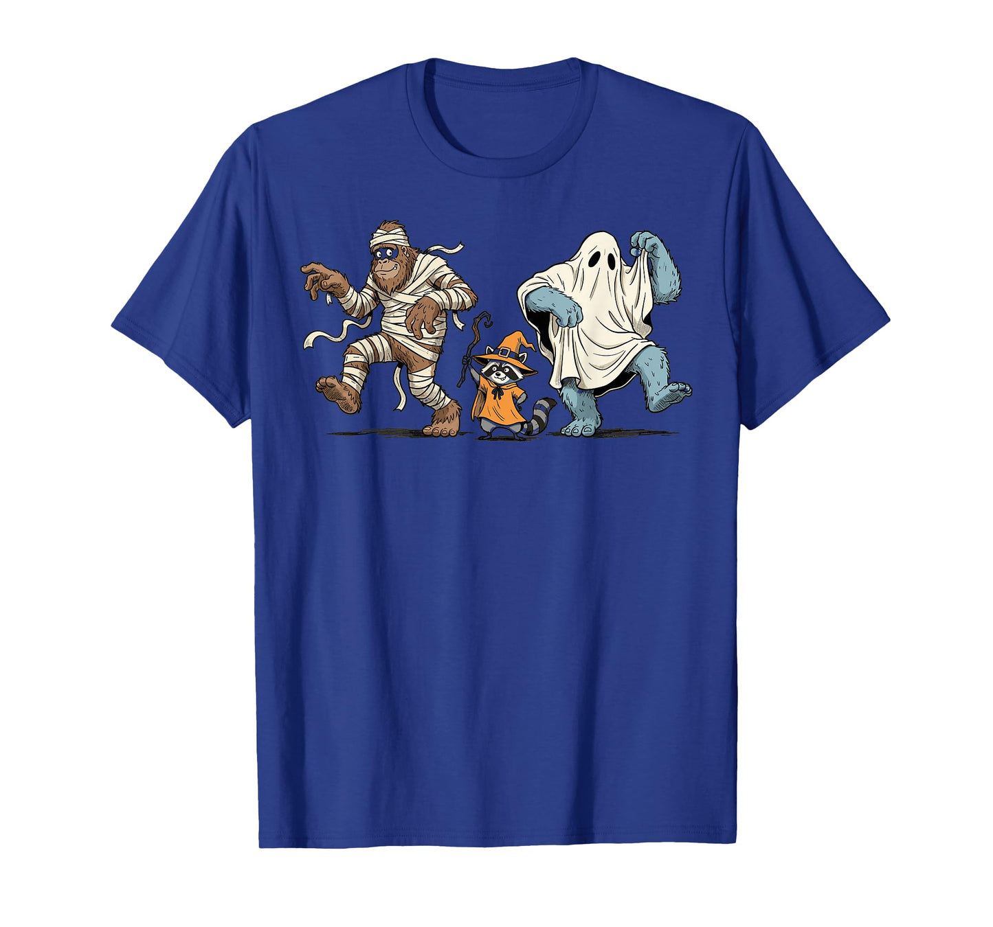 Halloween Bigfoot Mummy Yeti Ghost Raccoon Costume T-Shirt