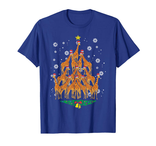 Giraffe Christmas Tree Animal Xmas Women Men T-Shirt