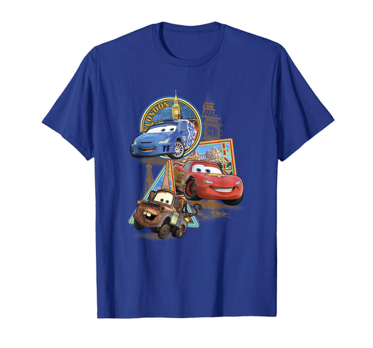 Disney Pixar Cars 2 London Italy Paris World Tour Postcards T-Shirt