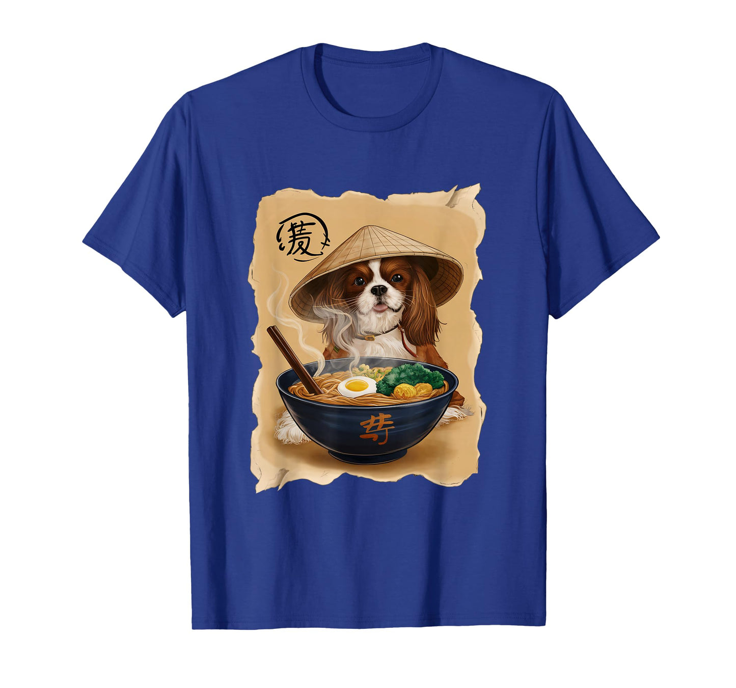 Kawaii Eating Ramen Japanese Cavalier King Charles Spaniel T-Shirt