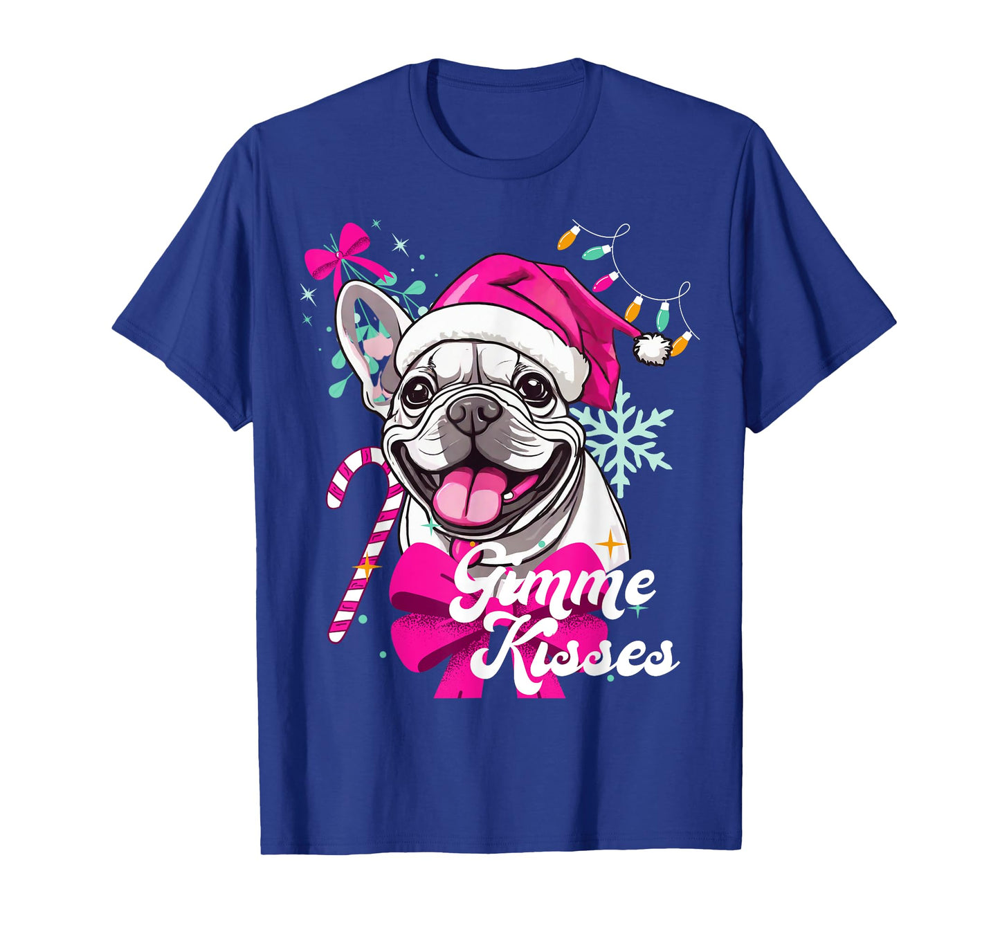 Christmas French Bulldog Dog Kisses Mistletoe Puppy Pet T-Shirt