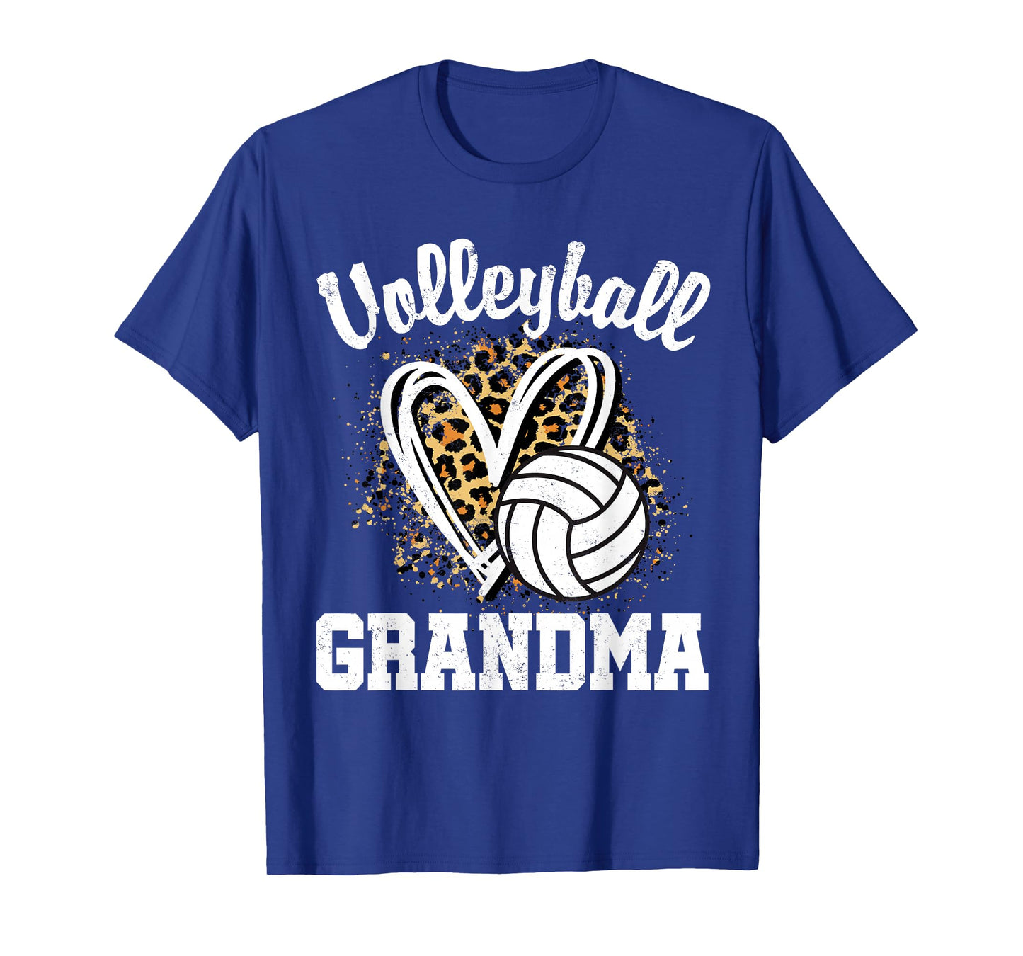 Volleyball Grandma Leopard Heart T-Shirt