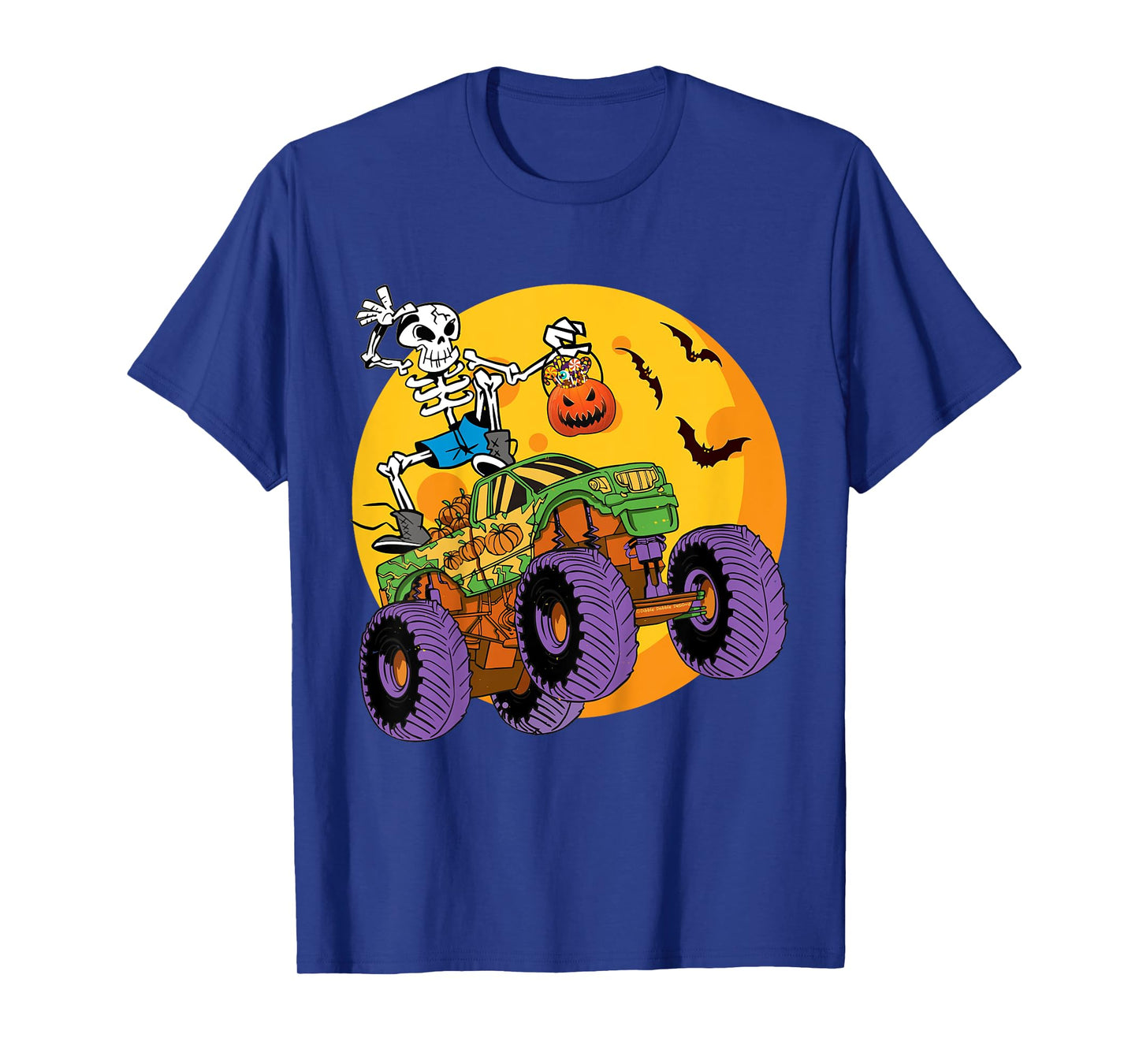 Kids Skeleton Monster Truck Trick Treat Halloween Monster Truck T-Shirt