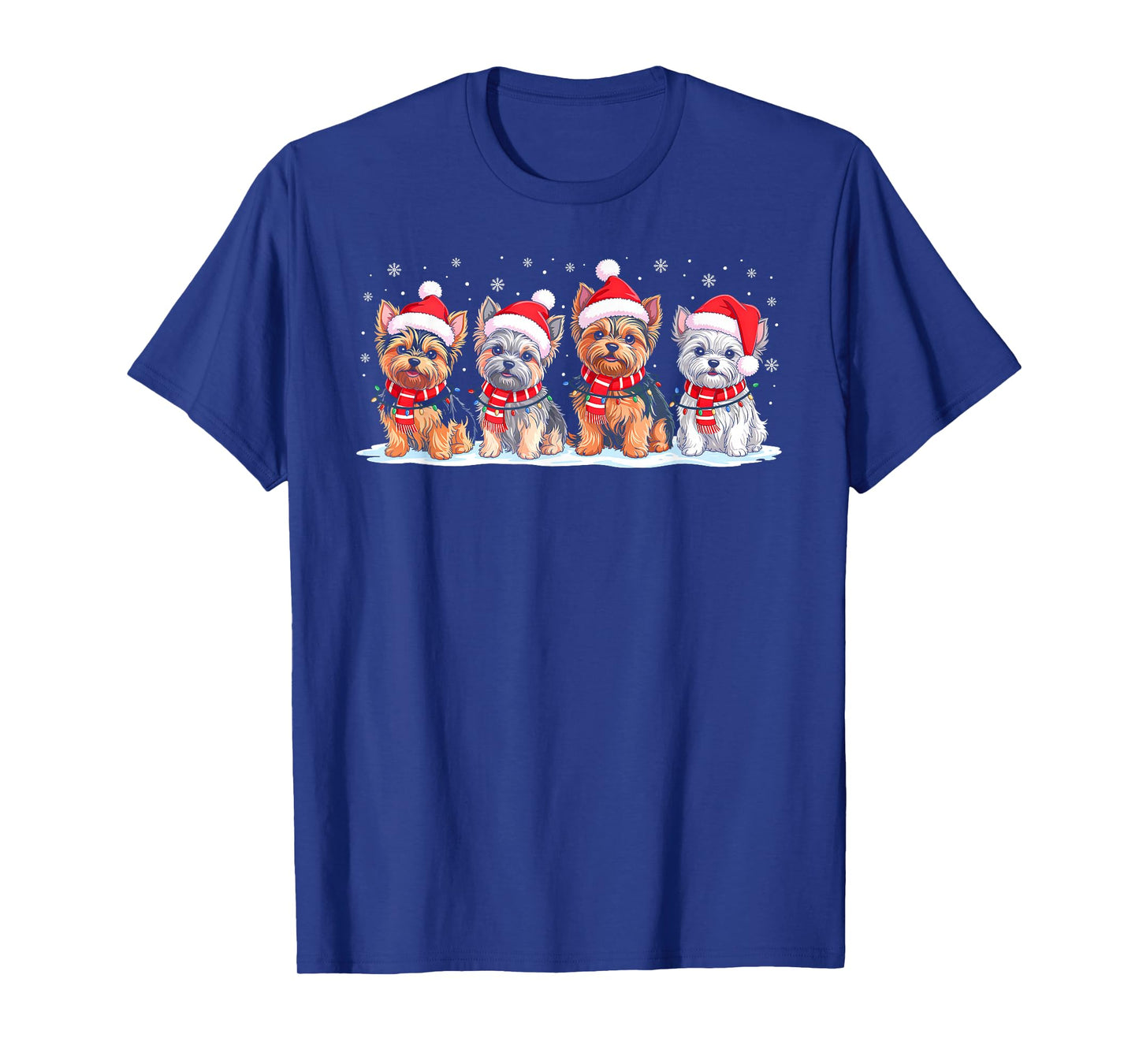 Shih Tzu Dog Christmas Pajamas Santa Hat Xmas Lights T-Shirt