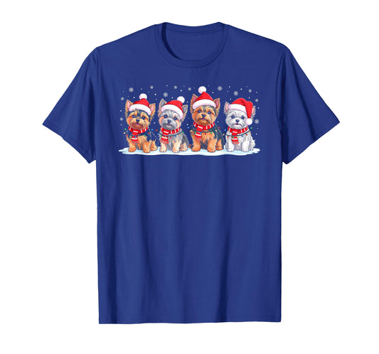 Shih Tzu Dog Christmas Pajamas Santa Hat Xmas Lights T-Shirt