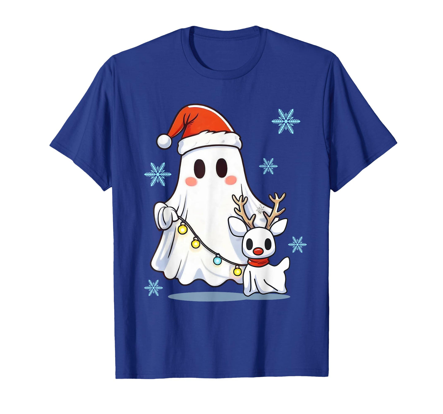 Cute Santa Ghost Walking Dog Christmas Dog Lover Pajamas T-Shirt for Men Women Kids