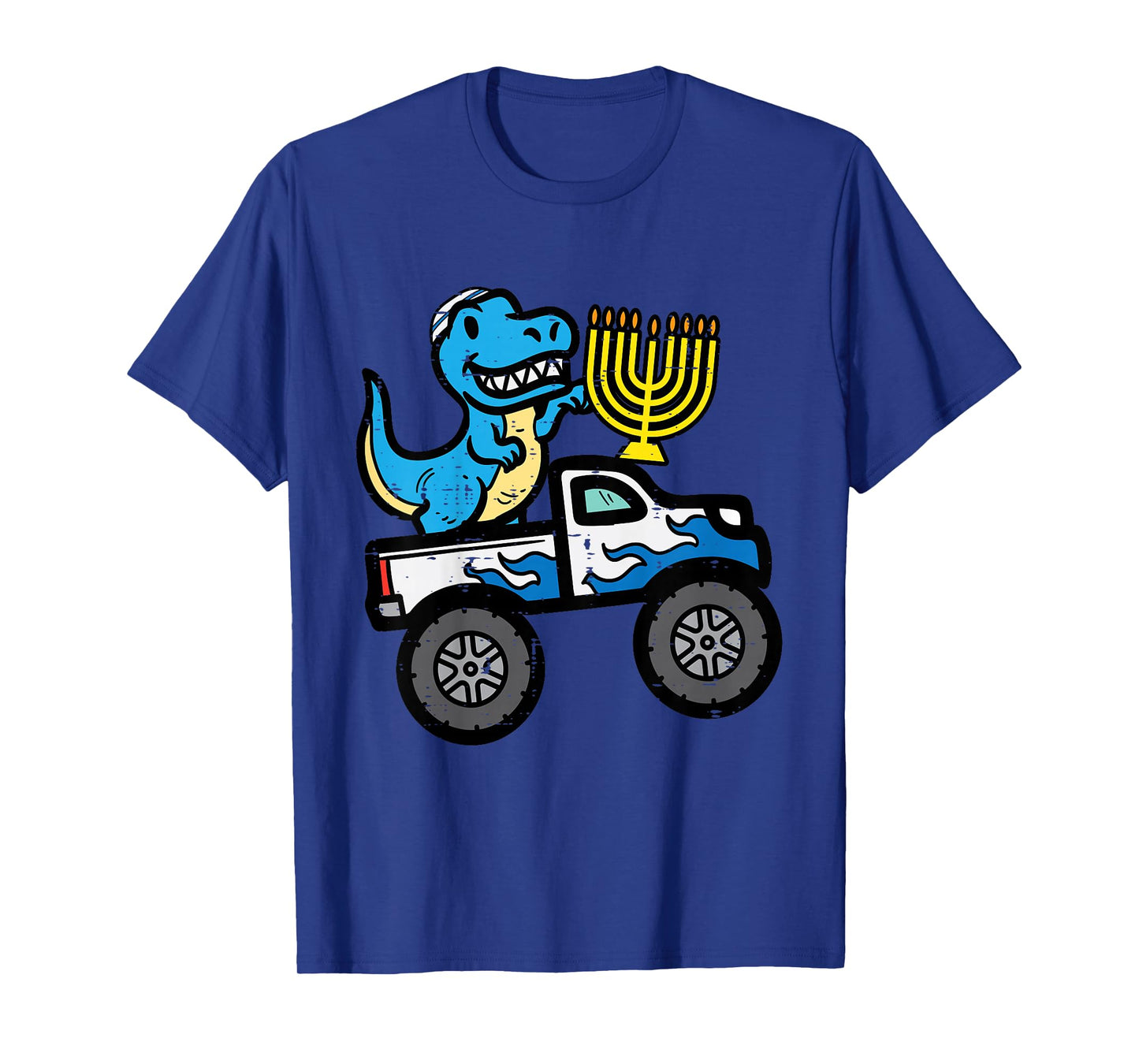 Kids Hannukah Dino On Monster Truck Chanukah Boys Toddler Youth T-Shirt
