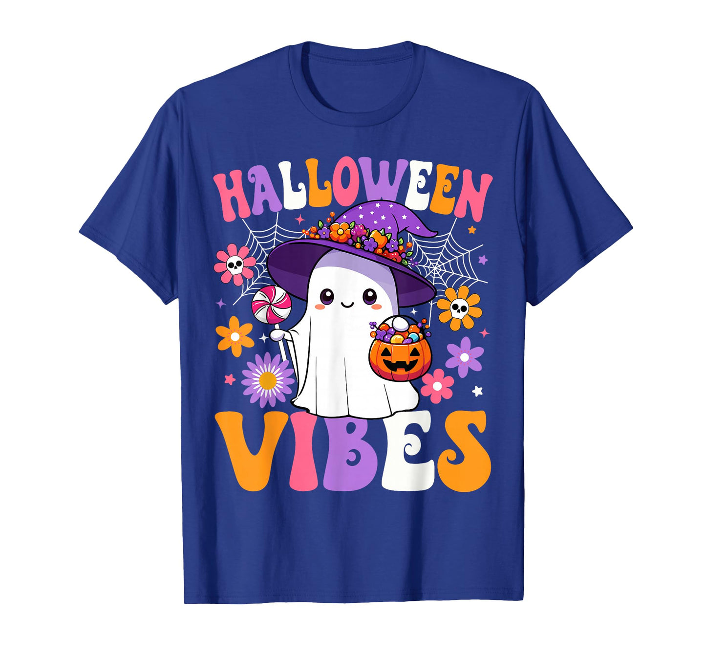 Groovy Halloween Vibes Spooky Season Ghost Pumpkin Halloween T-Shirt